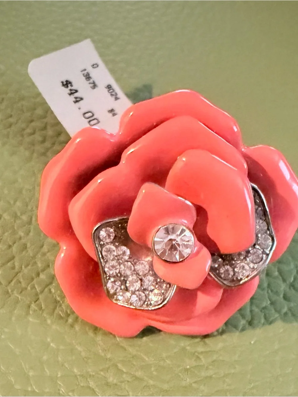 Coral Flower Crystal Accent Ring - Women Jewelry